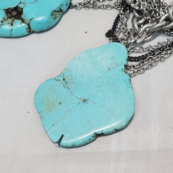 Banana Republic silver chain turquoise stone necklace - Picture 5 of 8